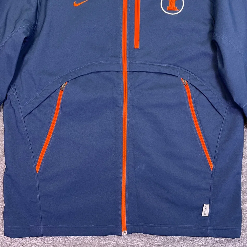 Nike Illinois Fighting Illini Jacket Mens L Navy Blue Softshell Sporty Casual